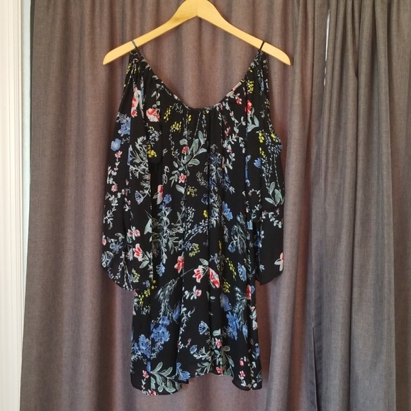 Parker Dresses & Skirts - Parker Cold Shoulder Floral Print Silk Shift Dress
